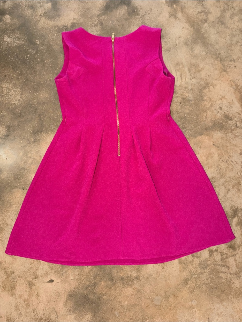 Gianni Bini Fuchsia Textured Fit & Flare Dress Sleeveless Zip Back Size Large - Picture 2 of 11